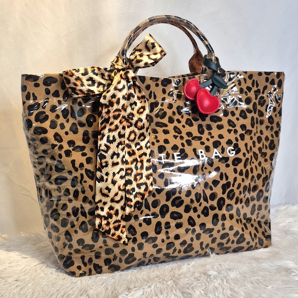 Handbags - Leopard Print Tote Bag with Bow Accent